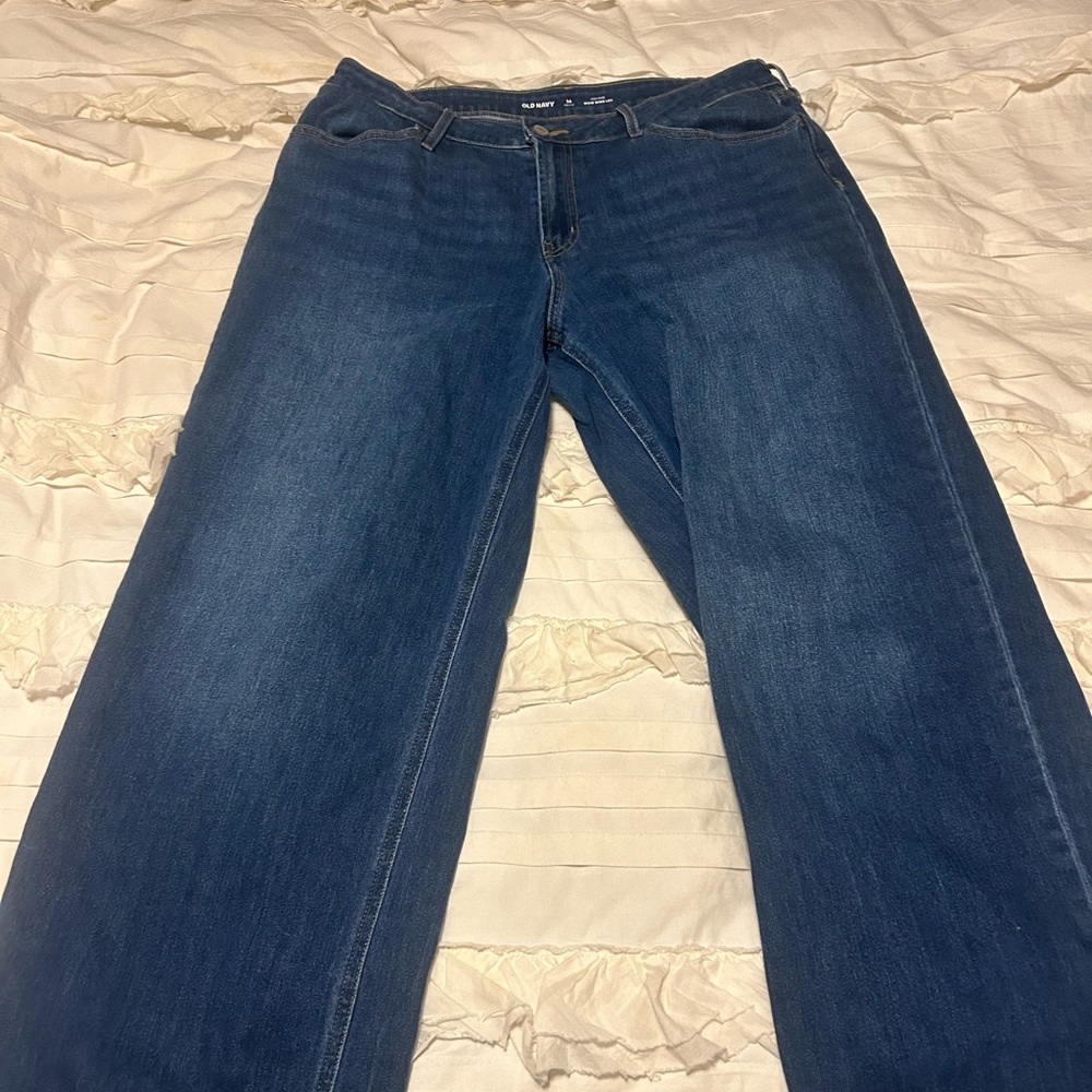 Like New Old Navy Blue Wide Leg Jeans Size 14P